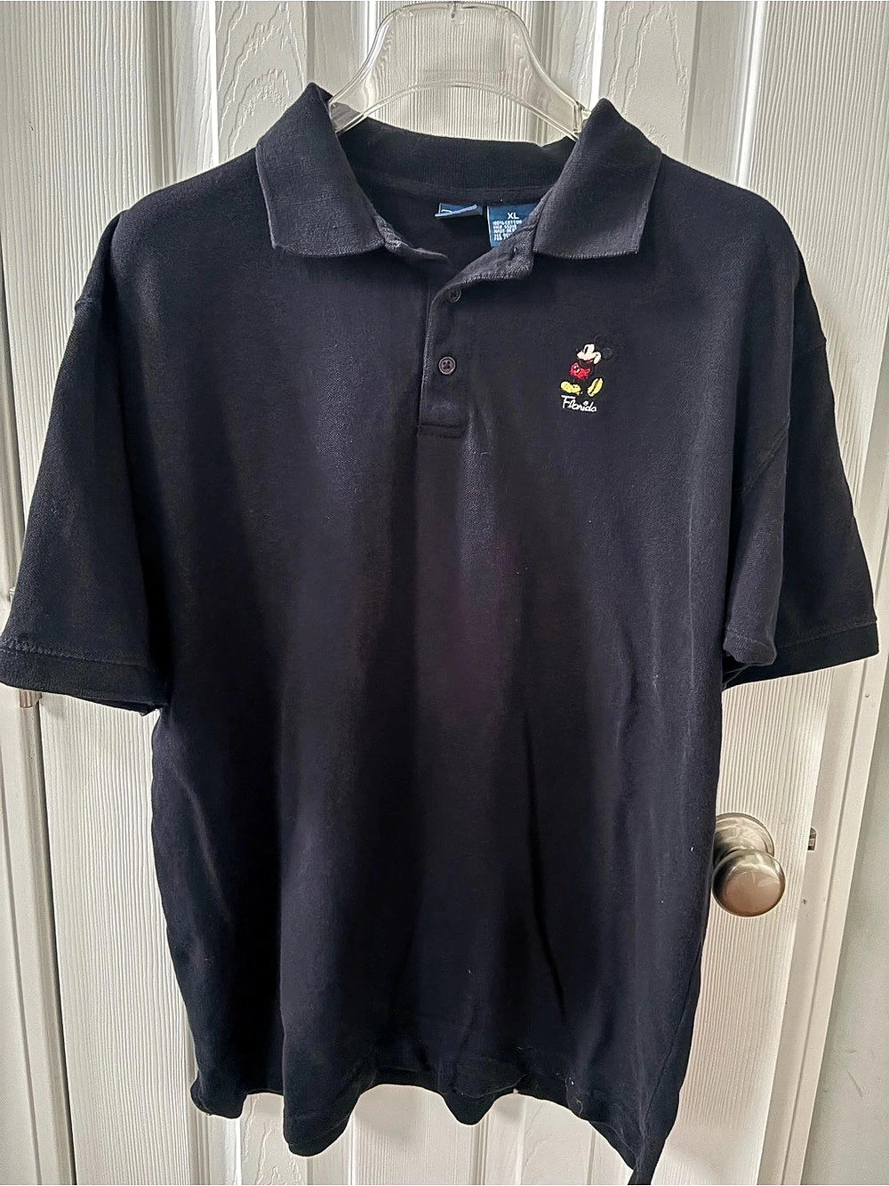 Disney Mickey Mouse Florida Embroidered Polo Shirt Black XL